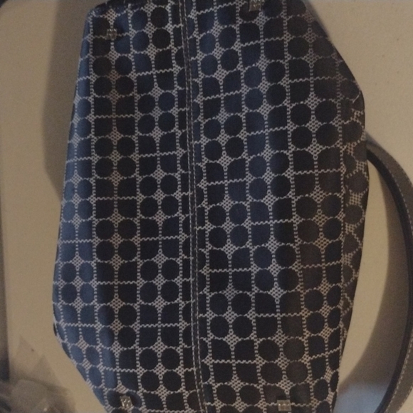 KATE SPADE BLACK WHITE SIGNATURE LOGO DRAWSTRING BUCKET HANDBAG - Picture 5 of 12